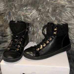 Aldo Black and Gold High-Top Sneakers